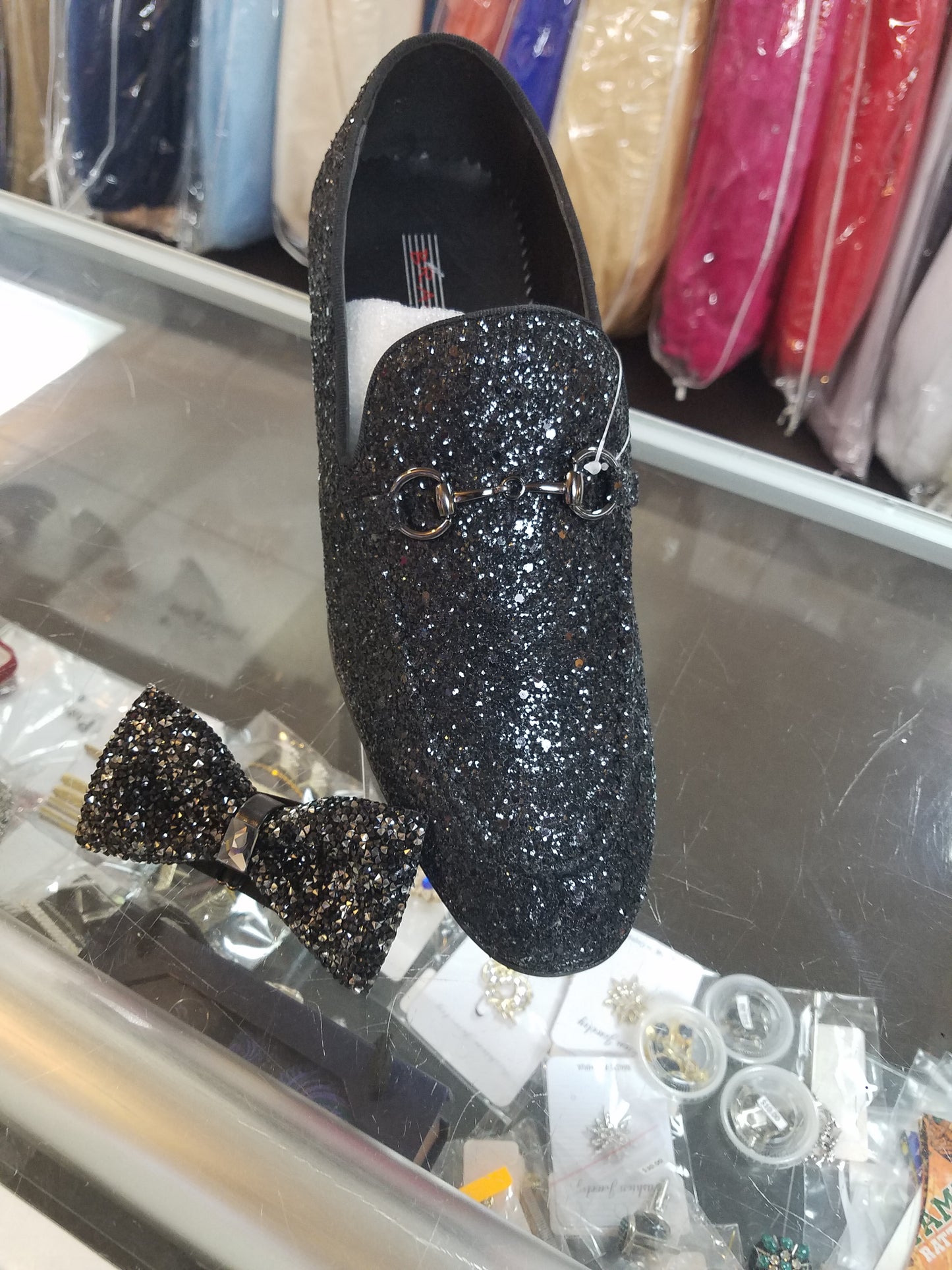 Black Sparkled Loafers