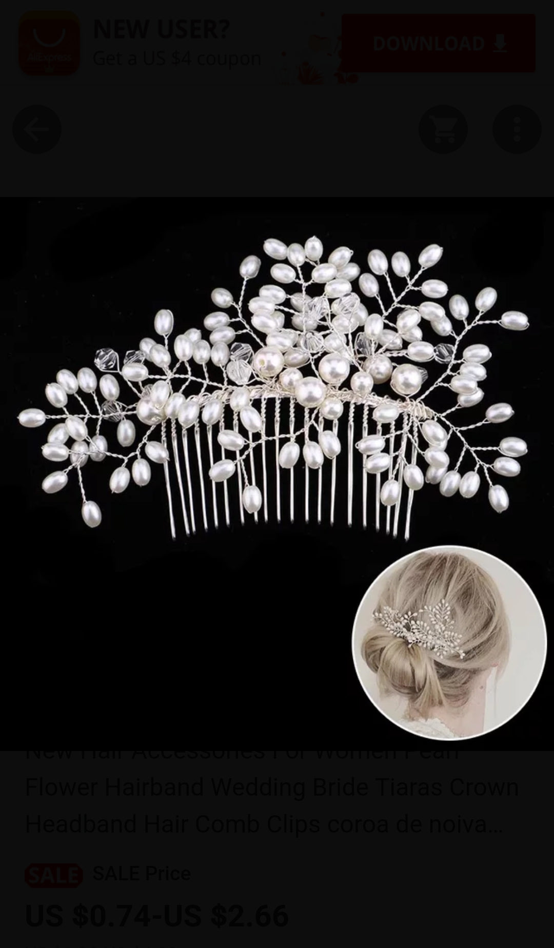 Decoración para el cabello con perlas y cristales