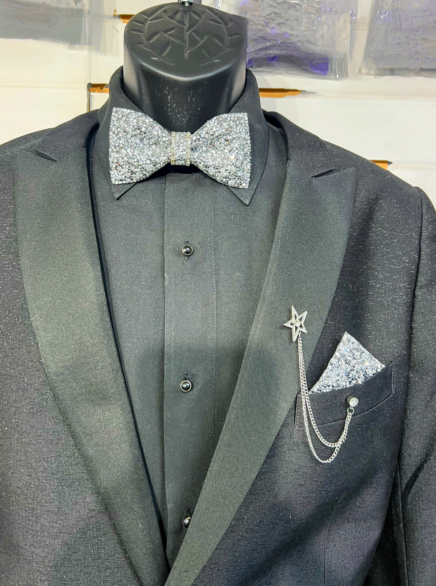 Pajarita de moda con diamantes de imitación