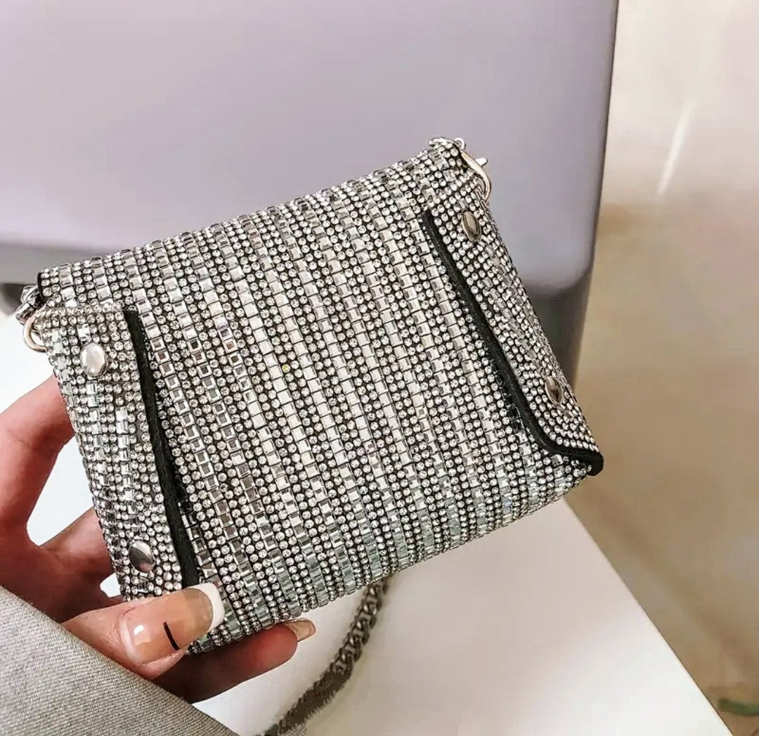 Black and discount silver clutch bag