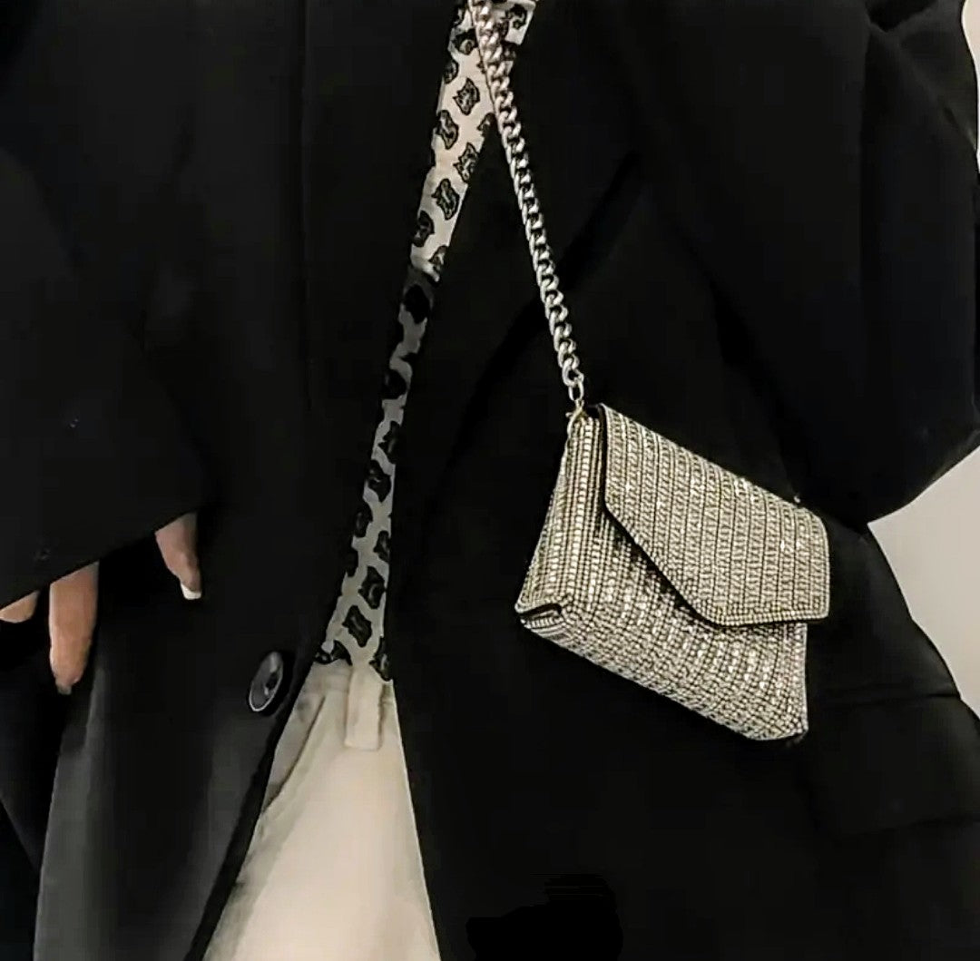 ESSEX GLAM Women's Black Glitter Evening Envelope Clutch Bag: Handbags:  Amazon.com