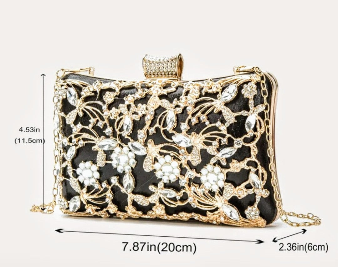 FABBHUE Women's Black Velvet Party/wedding/Ethnic Box Clutch Bag Purse with  Handle : Amazon.in: Fashion