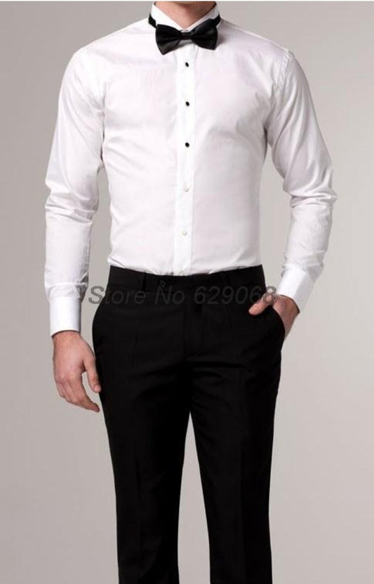 Slim Ivory and White Tuxedo Shirt