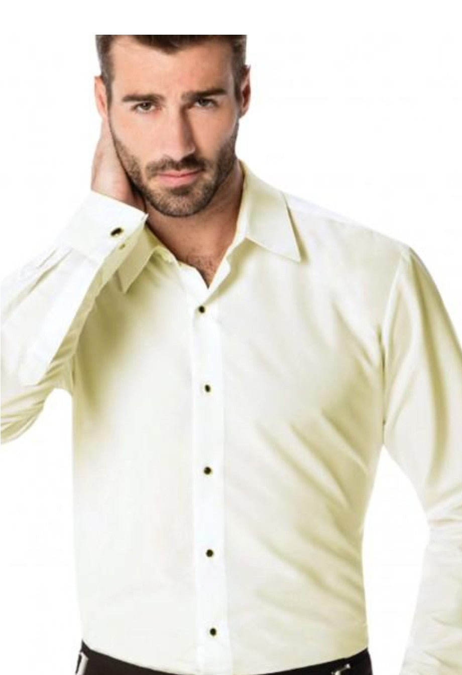 Slim Ivory and White Tuxedo Shirt